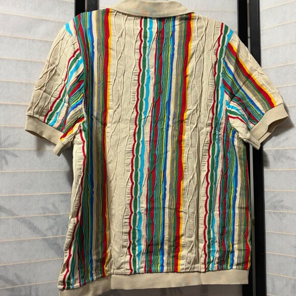 RingSpun Mens Knit Polo Shirt Large 100% Cotton Textured NWT 90s Coogi Vibe - Picture 3 of 7